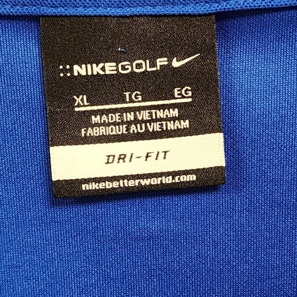Nike Golf Mens Polo Shirt XL Blue Solid Dri-Fit Short Sleeve - Picture 6 of 6